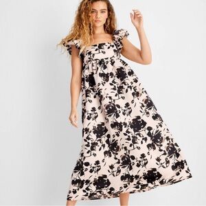 Floral Black and White Maxi Dress